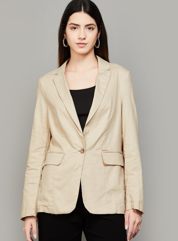 VAN HEUSEN Solid Single Breasted Blazer