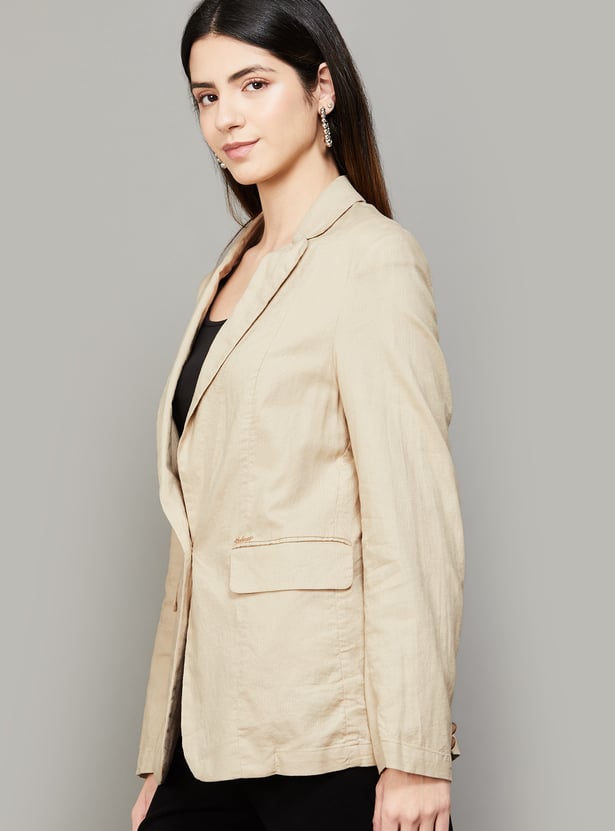 VAN HEUSEN Solid Single Breasted Blazer