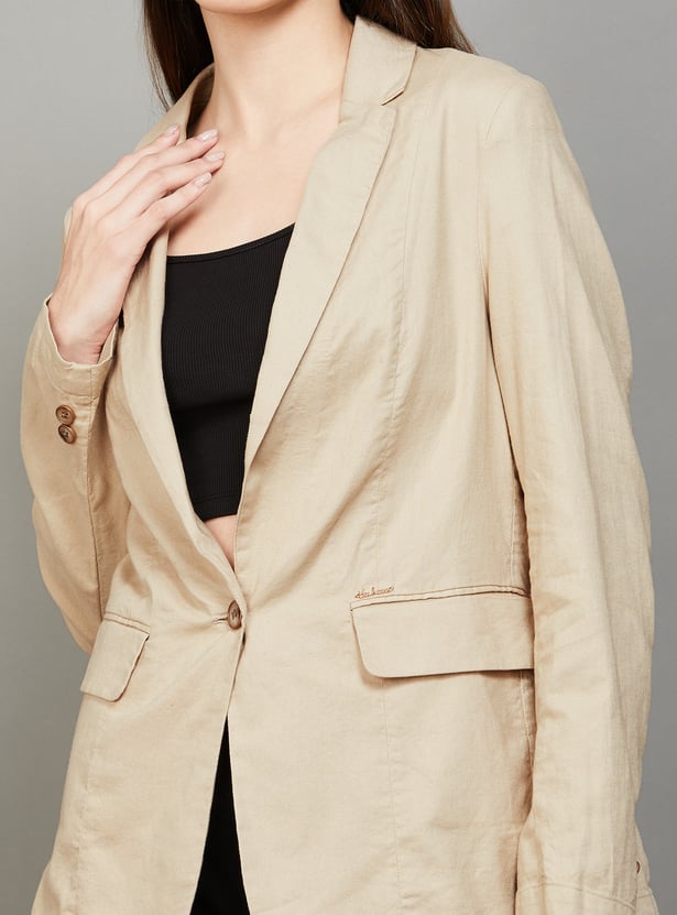 VAN HEUSEN Solid Single Breasted Blazer