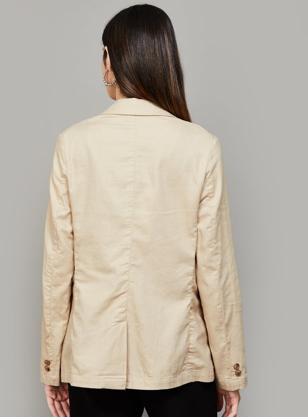 VAN HEUSEN Solid Single Breasted Blazer