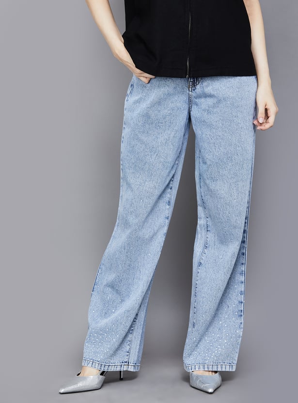 KRAUS Solid Wide Leg Jeans