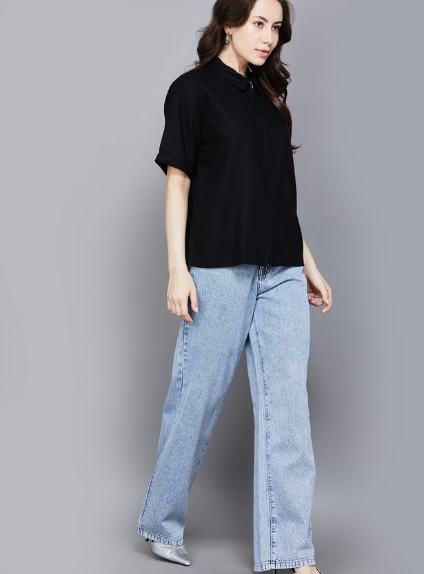 KRAUS Solid Wide Leg Jeans