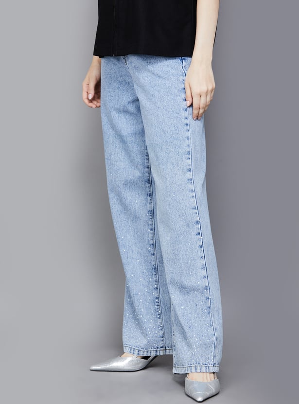 KRAUS Solid Wide Leg Jeans