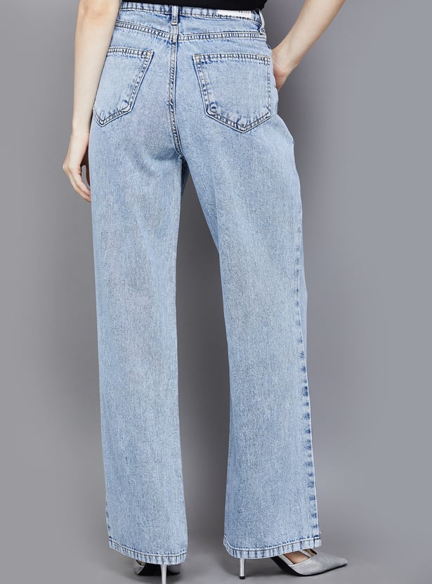 KRAUS Solid Wide Leg Jeans