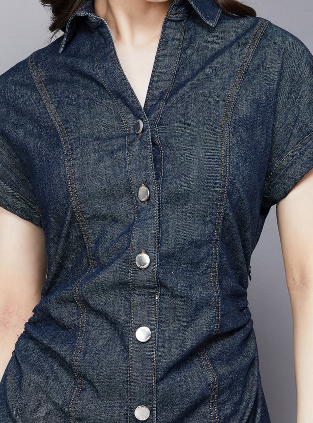 ONLY Solid Buttoned Midi Dress