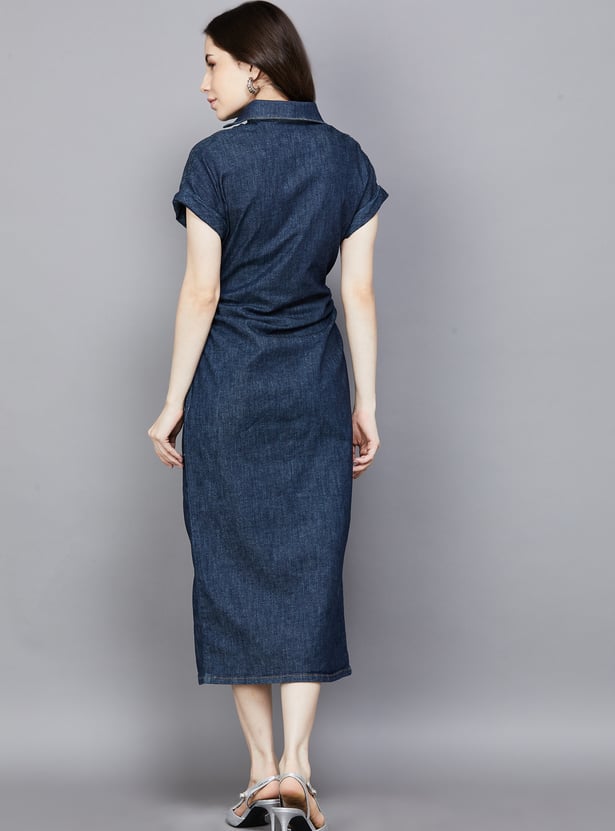 ONLY Solid Buttoned Midi Dress