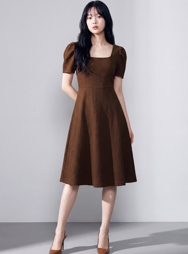 CODE Textured A-Line Dress