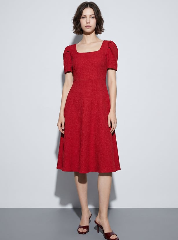 CODE Textured A-Line Dress
