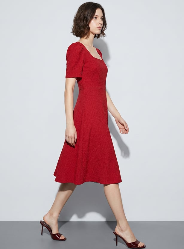 CODE Textured A-Line Dress
