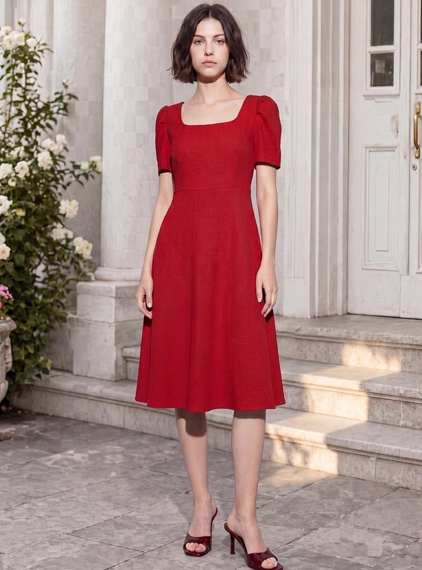 CODE Textured A-Line Dress