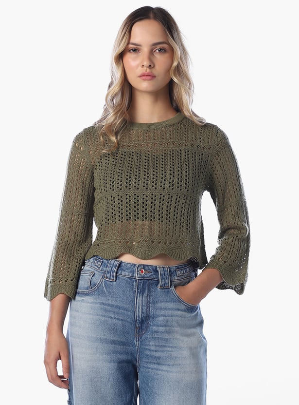ONLY Crochet Crew Neck Sweatshirt