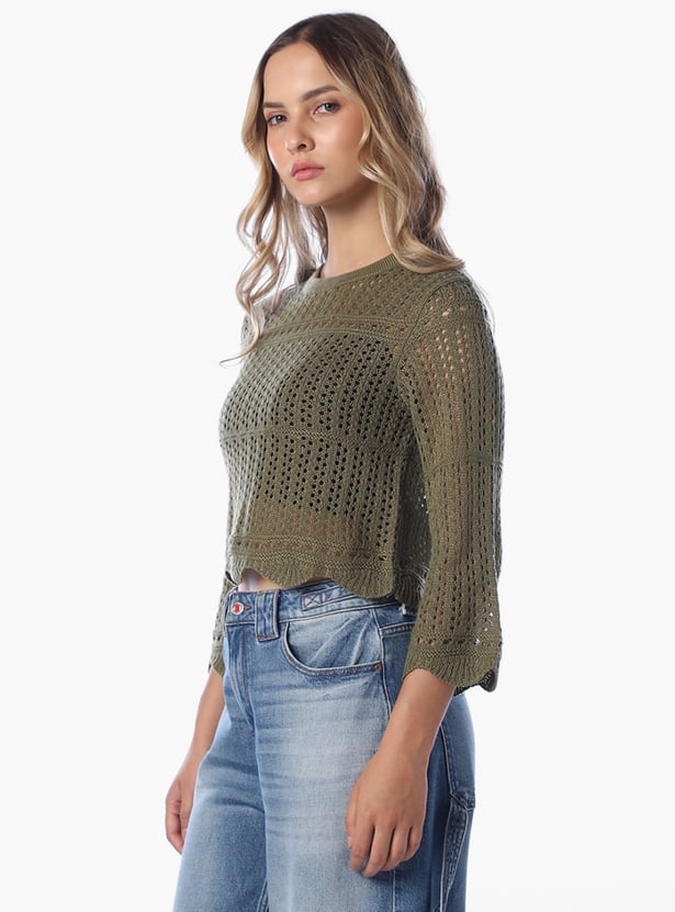ONLY Crochet Crew Neck Sweatshirt