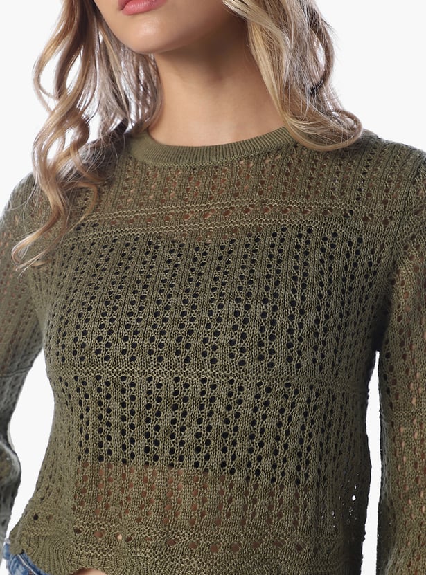 ONLY Crochet Crew Neck Sweatshirt