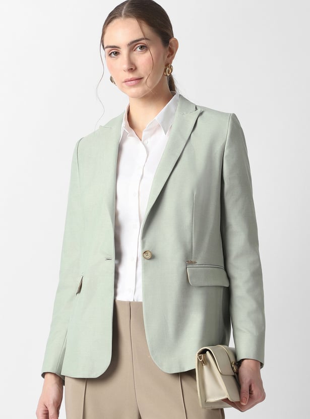 VAN HEUSEN Solid Single Breasted Blazer