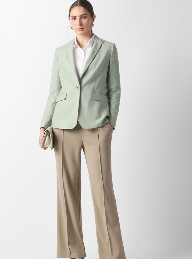 VAN HEUSEN Solid Single Breasted Blazer