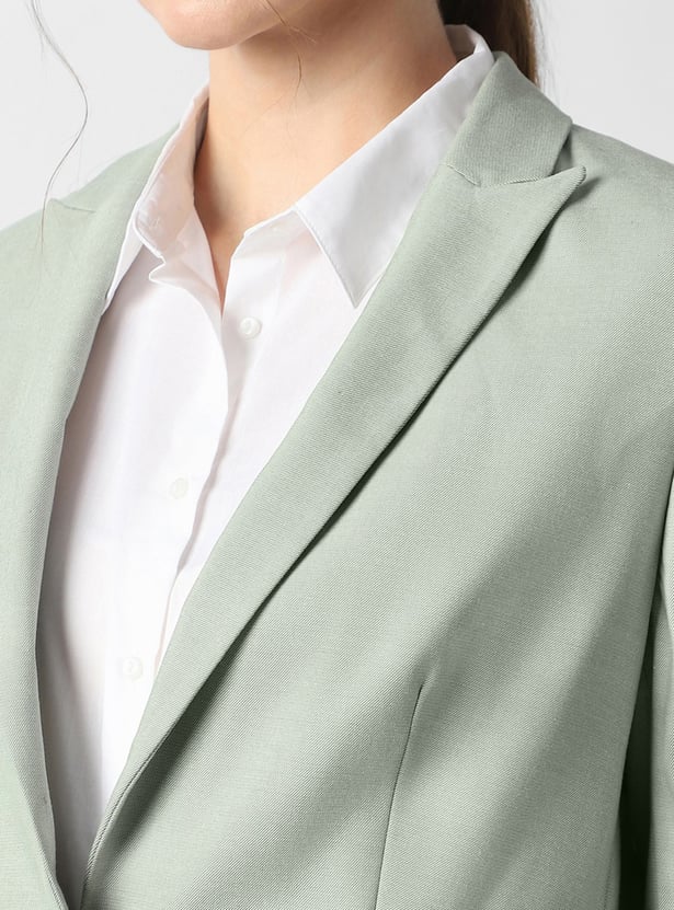 VAN HEUSEN Solid Single Breasted Blazer