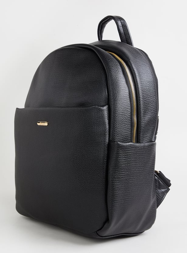 GINGER Textured Zipper Closure Backpack