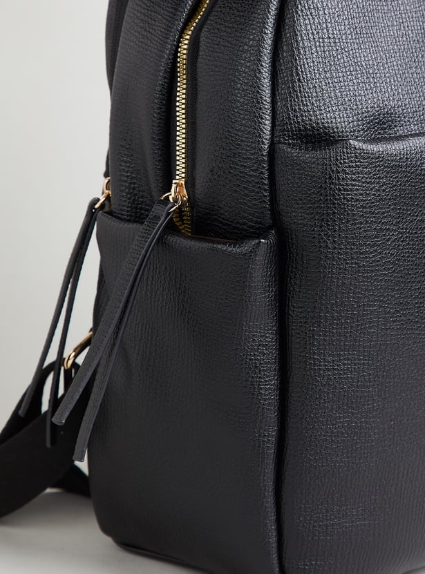 GINGER Textured Zipper Closure Backpack
