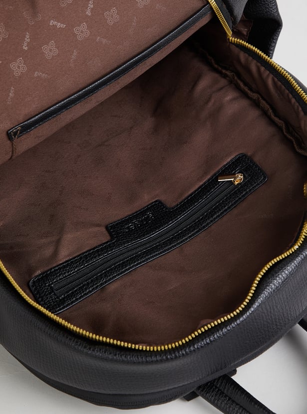 GINGER Textured Zipper Closure Backpack