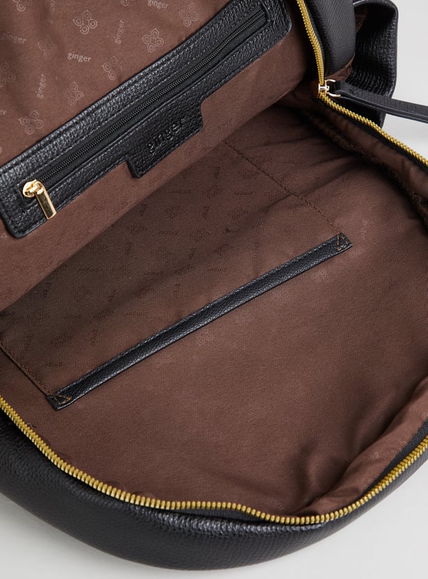 GINGER Textured Zipper Closure Backpack