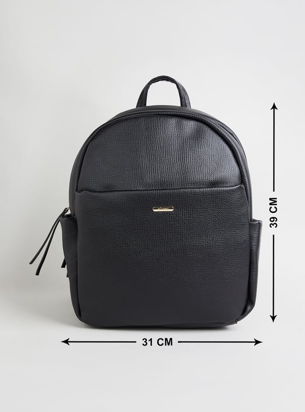 GINGER Textured Zipper Closure Backpack