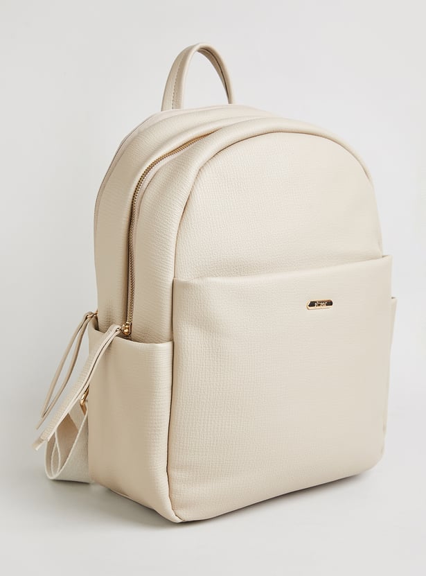 GINGER Textured Zipper Closure Backpack