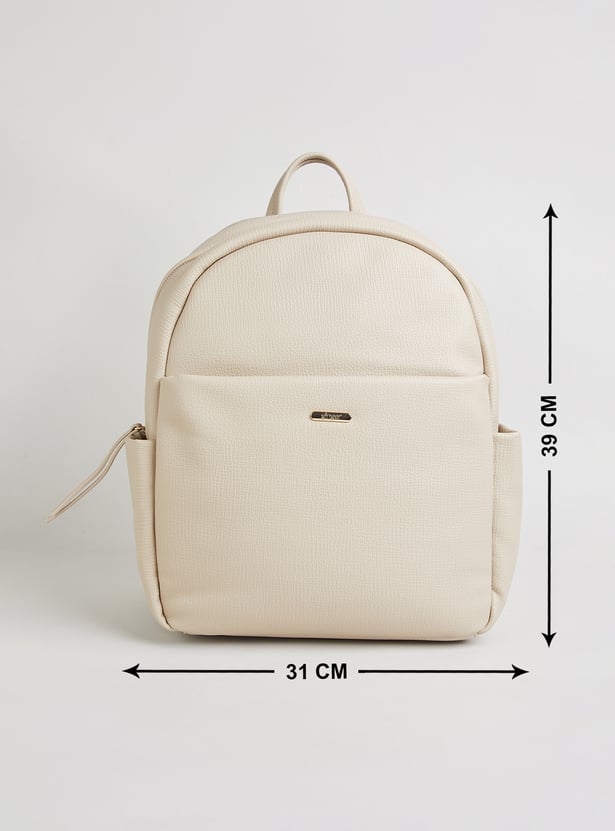 GINGER Textured Zipper Closure Backpack