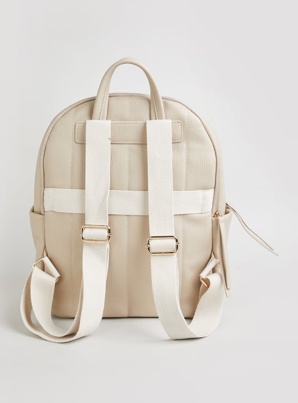 GINGER Textured Zipper Closure Backpack