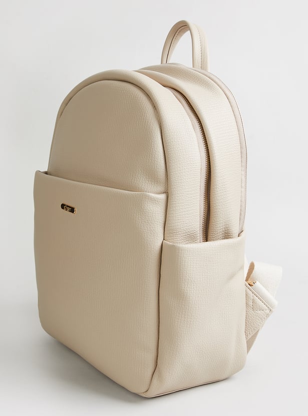 GINGER Textured Zipper Closure Backpack
