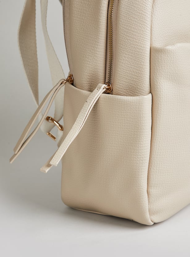 GINGER Textured Zipper Closure Backpack