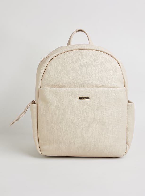 GINGER Textured Zipper Closure Backpack