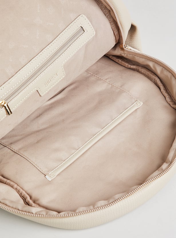 GINGER Textured Zipper Closure Backpack