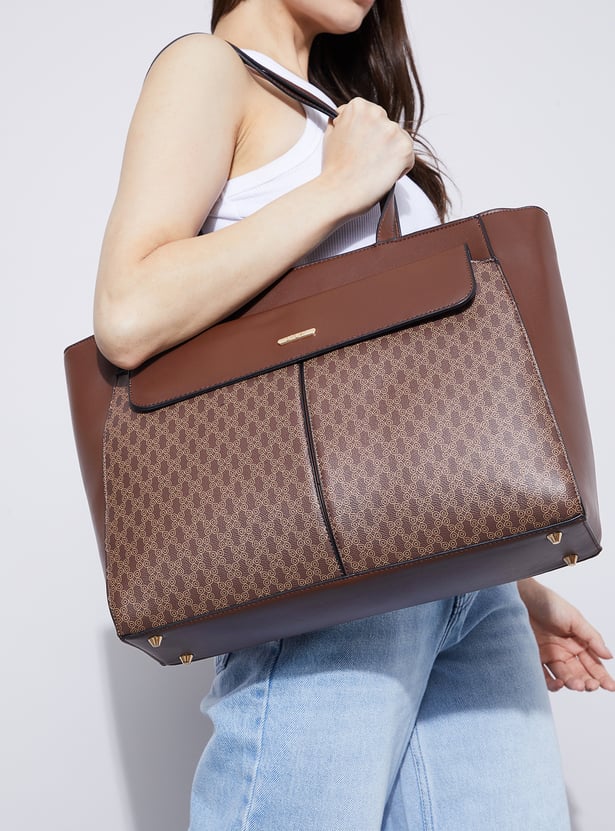 GINGER Monogram Print Laptop Bag