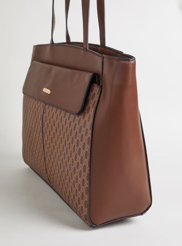 GINGER Monogram Print Laptop Bag