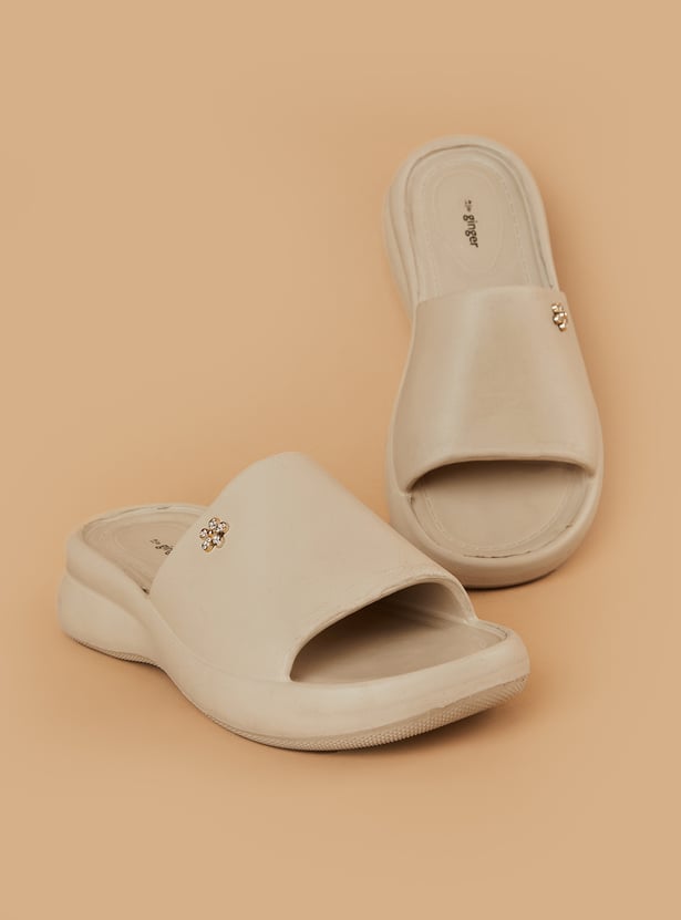 GINGER Solid Open-Toe Sliders