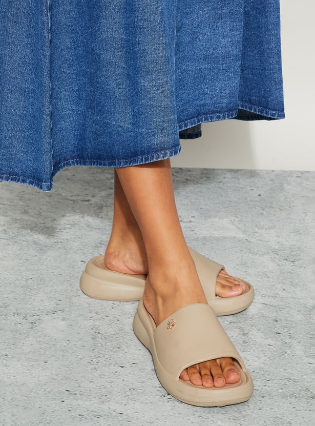 GINGER Solid Open-Toe Sliders