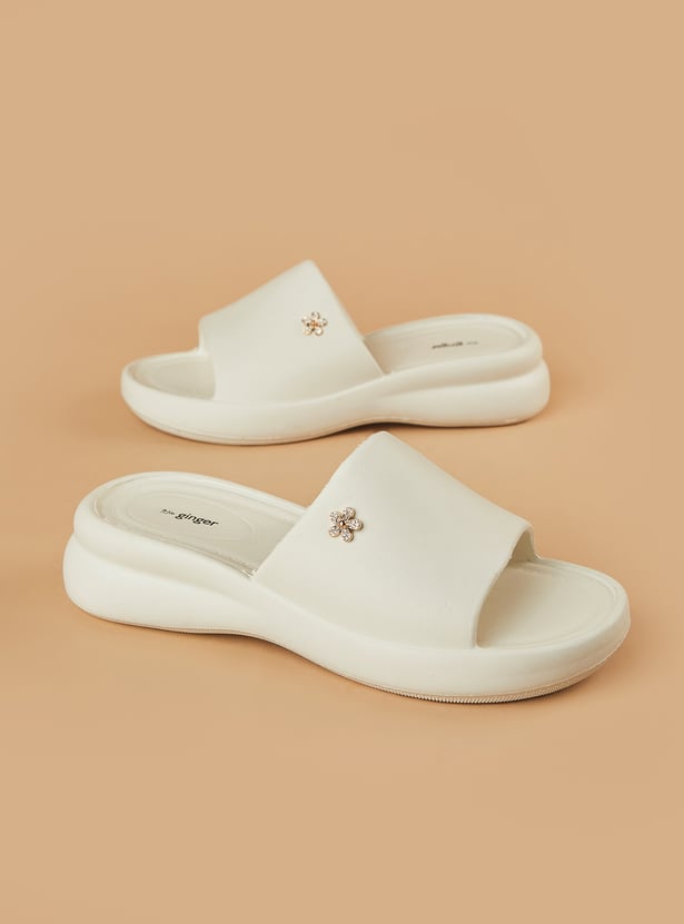 GINGER Solid Open-Toe Sliders