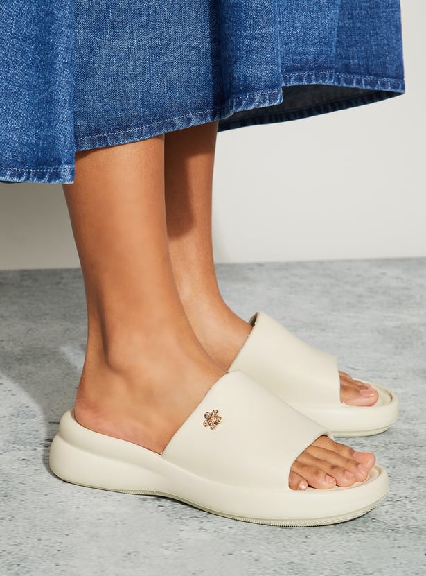 GINGER Solid Open-Toe Sliders