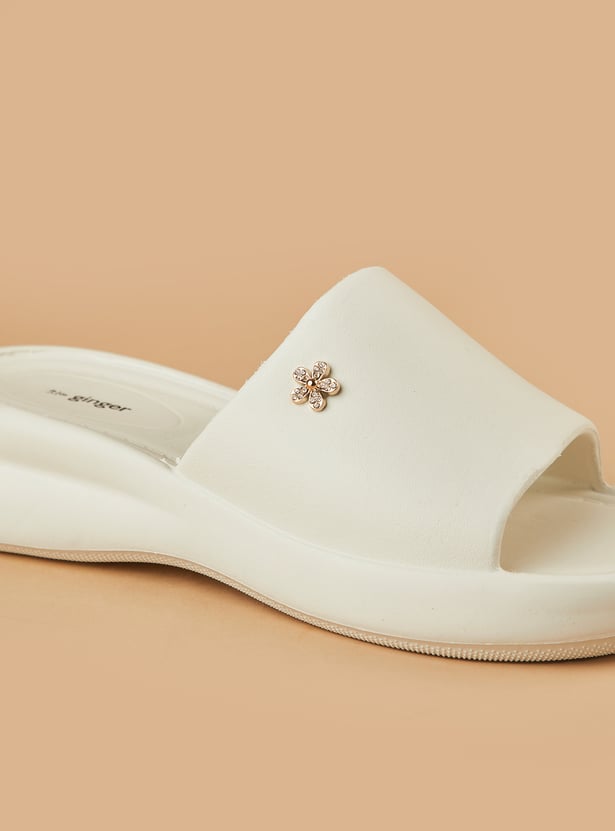 GINGER Solid Open-Toe Sliders