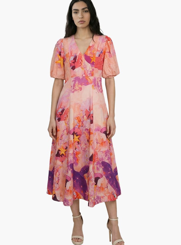 VERO MODA Floral Print Midi Dress
