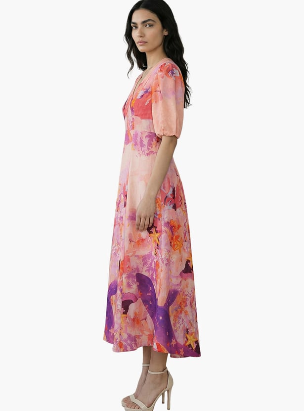 VERO MODA Floral Print Midi Dress