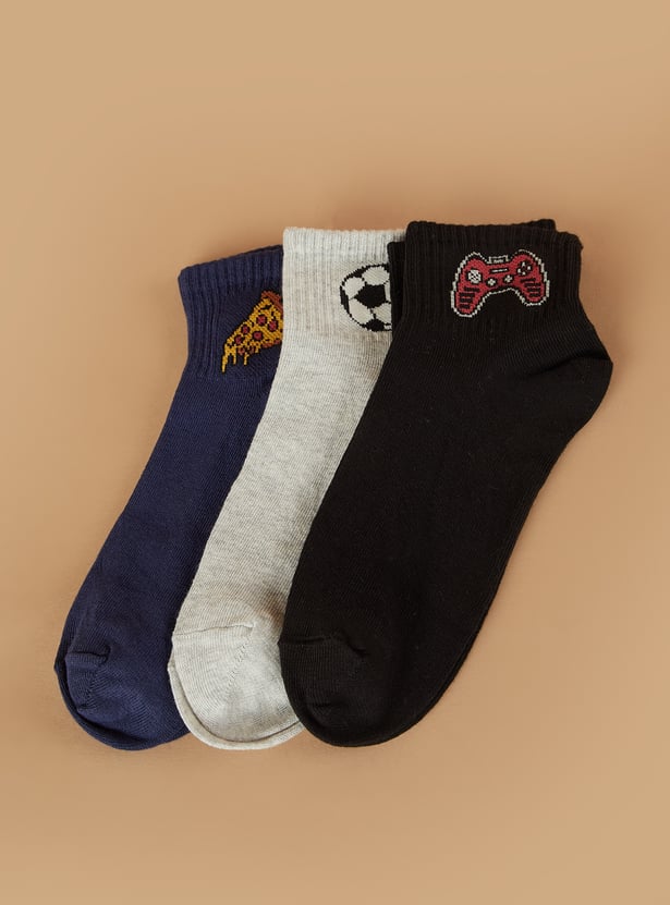 FAME FOREVER Knitted Ankle Length Socks - Pack of 3