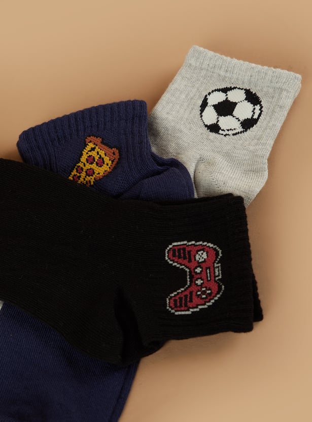 FAME FOREVER Knitted Ankle Length Socks - Pack of 3