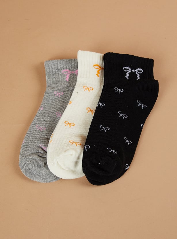 GINGER Bow Ankle Length Socks - Pack of 3