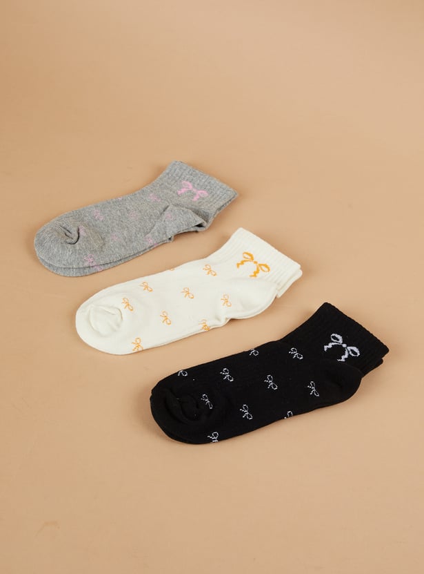 GINGER Bow Ankle Length Socks - Pack of 3