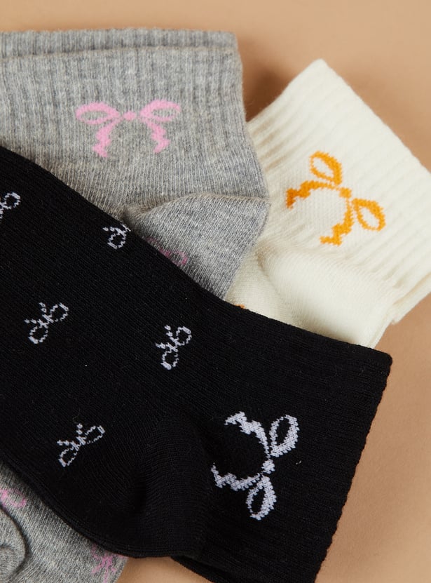 GINGER Bow Ankle Length Socks - Pack of 3