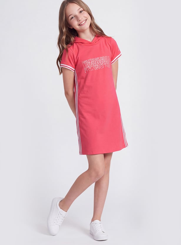 KAPPA Girls Graphic Print Hooded Dress