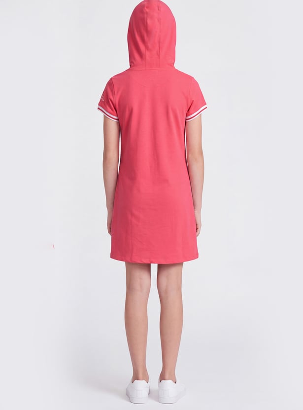 KAPPA Girls Graphic Print Hooded Dress