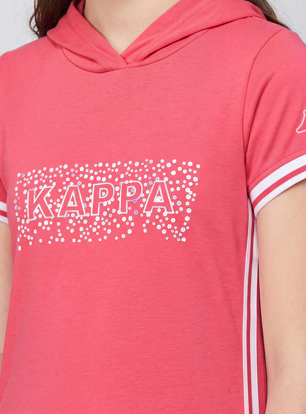 KAPPA Girls Graphic Print Hooded Dress