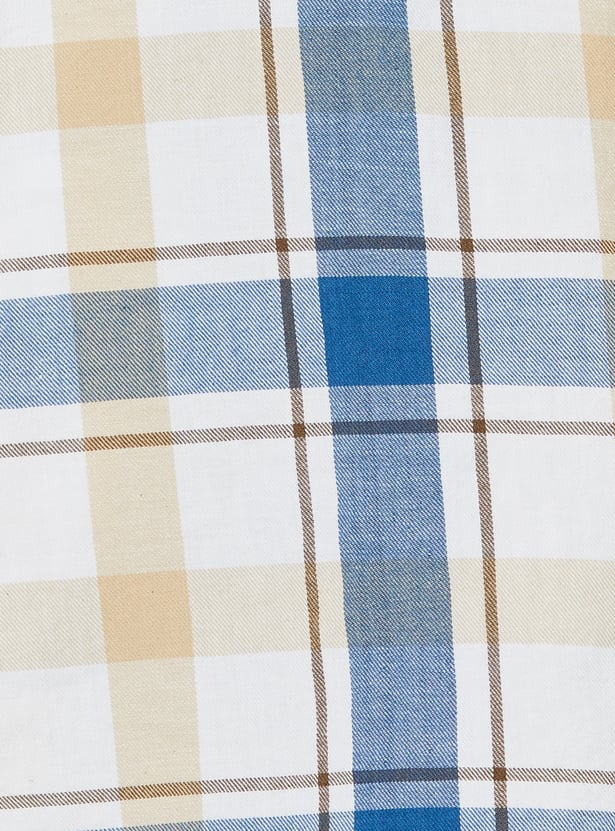 Boys Checked Hooded Shirt